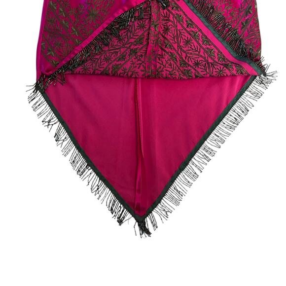 Vtg Y2K does 30s ABS Allen Schwartz Embroidered Beaded Angled Hem Dress Sz 8 - Picture 16 of 16